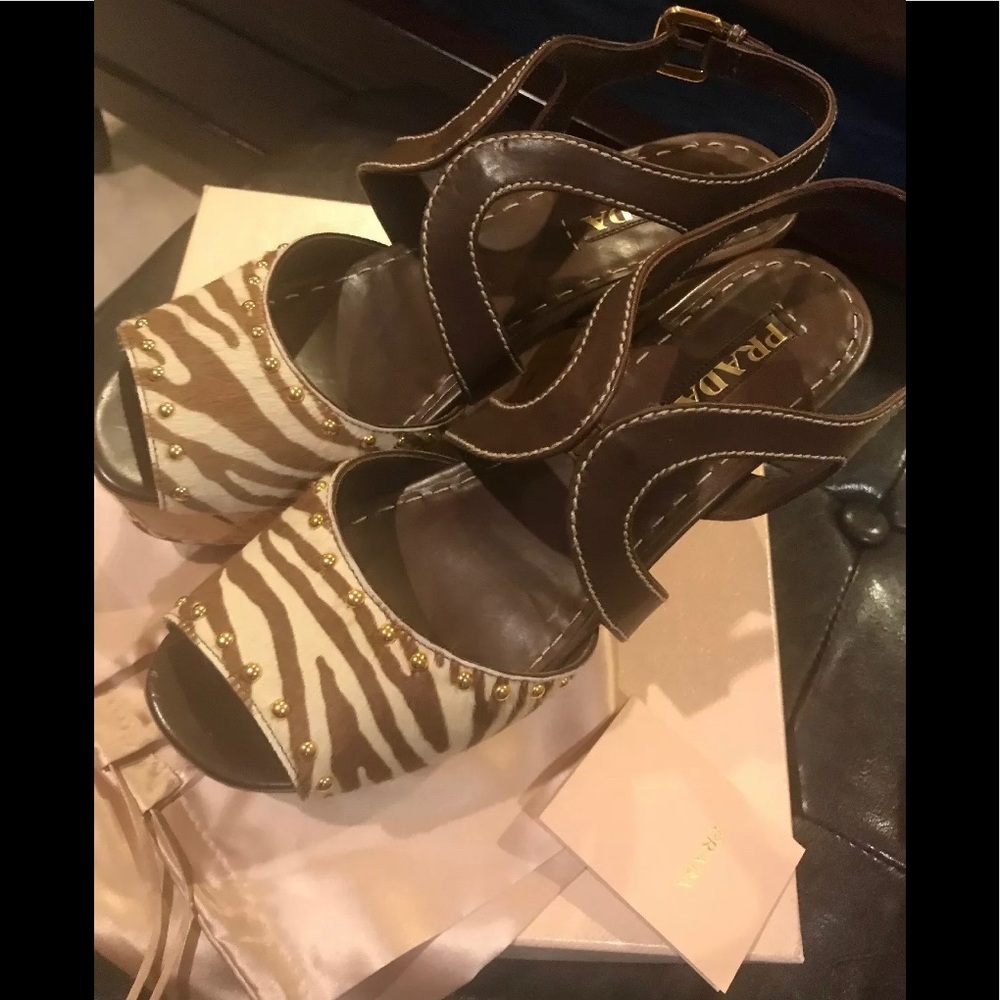 prada wedge sandals NWB Size:41-USA 10 Retail:$1000